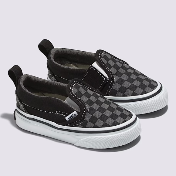 Vans Slip-On V Toddler Shoes Checkerboard Black Pewter Size 9.5T - Picture 2 of 10